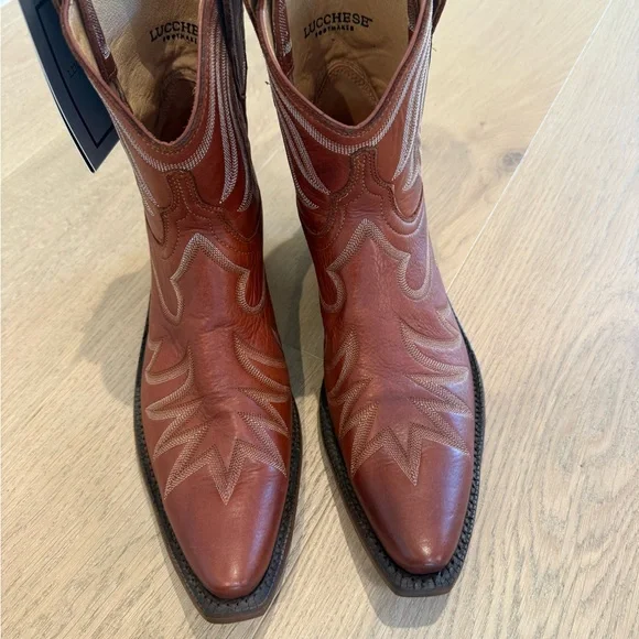 NWT Lucchese Tan Leather Cowboy Boots - Picture 4 of 6